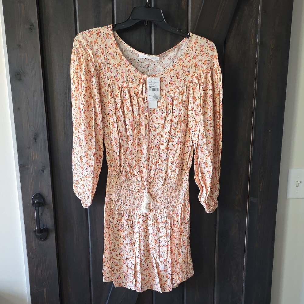 All in Favor Floral Mini Dress - Cream and Orange